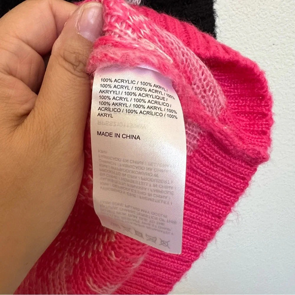 Ragged Priest Burnout Flame Black & Pink Crop Sweater Vest Pink Black Size XS - Picture 7 of 9